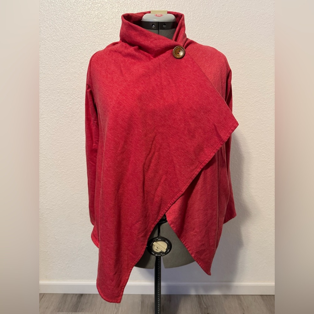 Bobeau Wrap Cardigan Coral Size Small